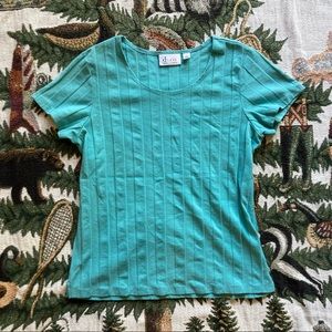 Turquoise Denim&Co short sleeve top